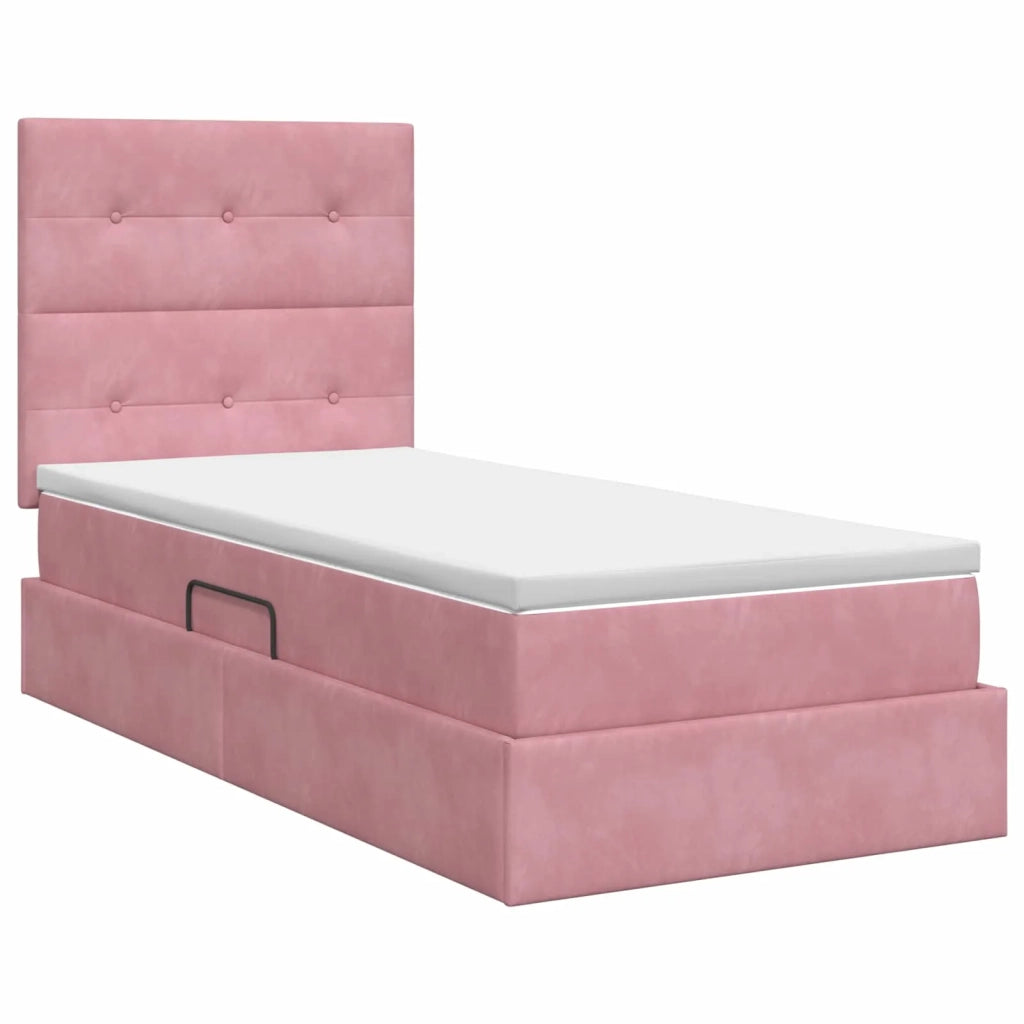Letto con contenitore e materasso Rosa 90 x 190 cm Velluto 3459662