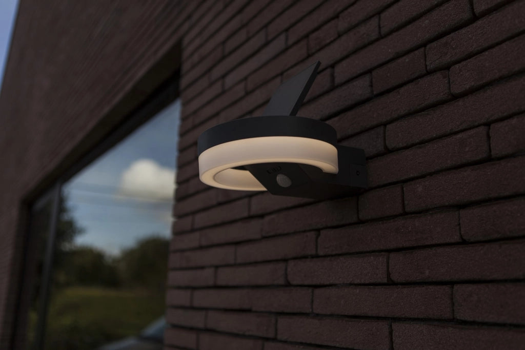 Applique da esterno LED solare tonda antracite RUNDA Lutec
