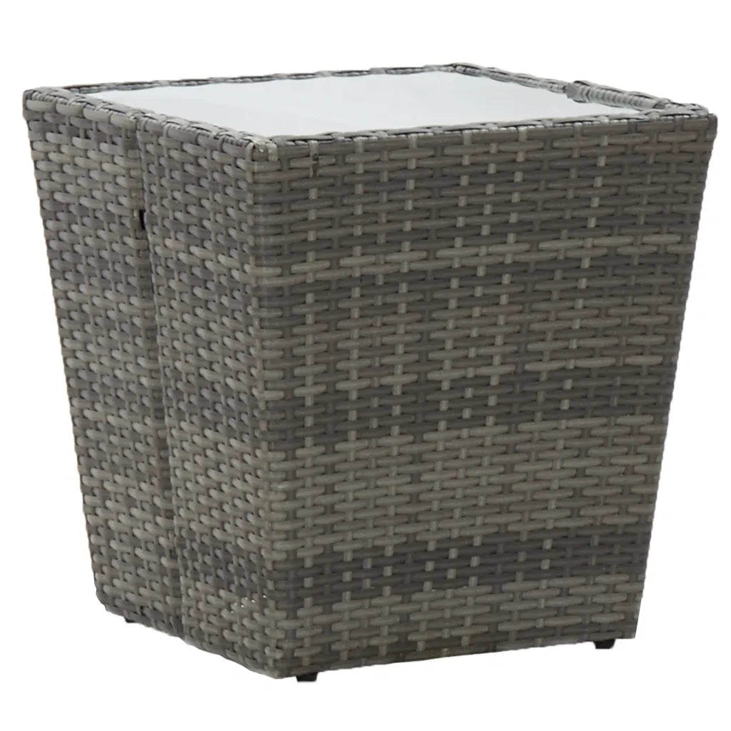 Set Bistrot Giardino 3 pz Polyrattan e Vetro Temperato Grigio