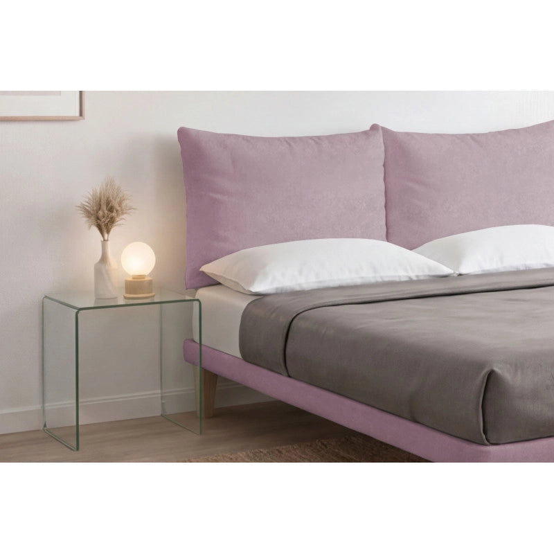 Letto imbottito Matrimoniale 160x200 cm Soft - Con rete,Glicine,Microfibra