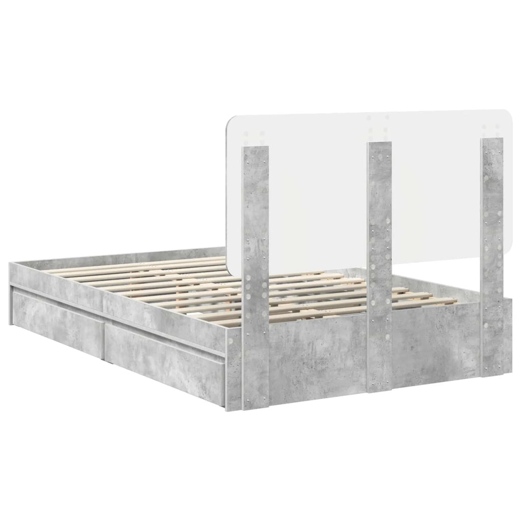 Letto con Contenitore con testiera Grigio cemento 135 x 190 cm 3412696