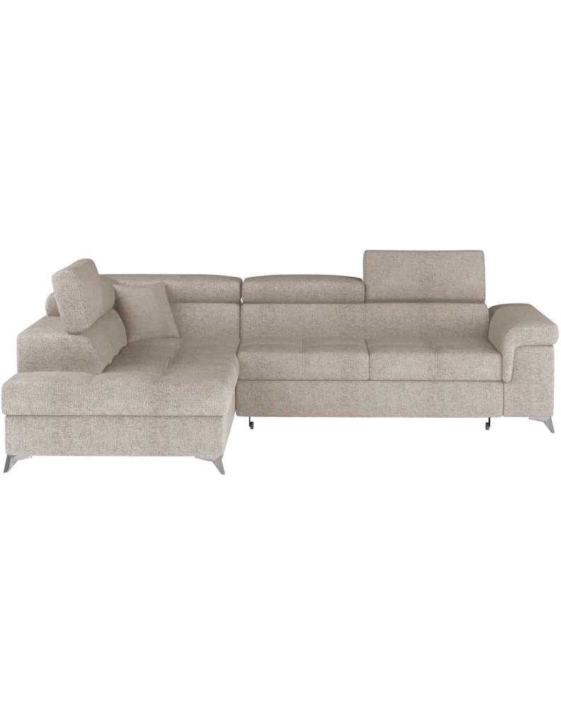 Divano ad angolo convertibile PALAZZO 4 posti beige – angolo sinistro con contenitore