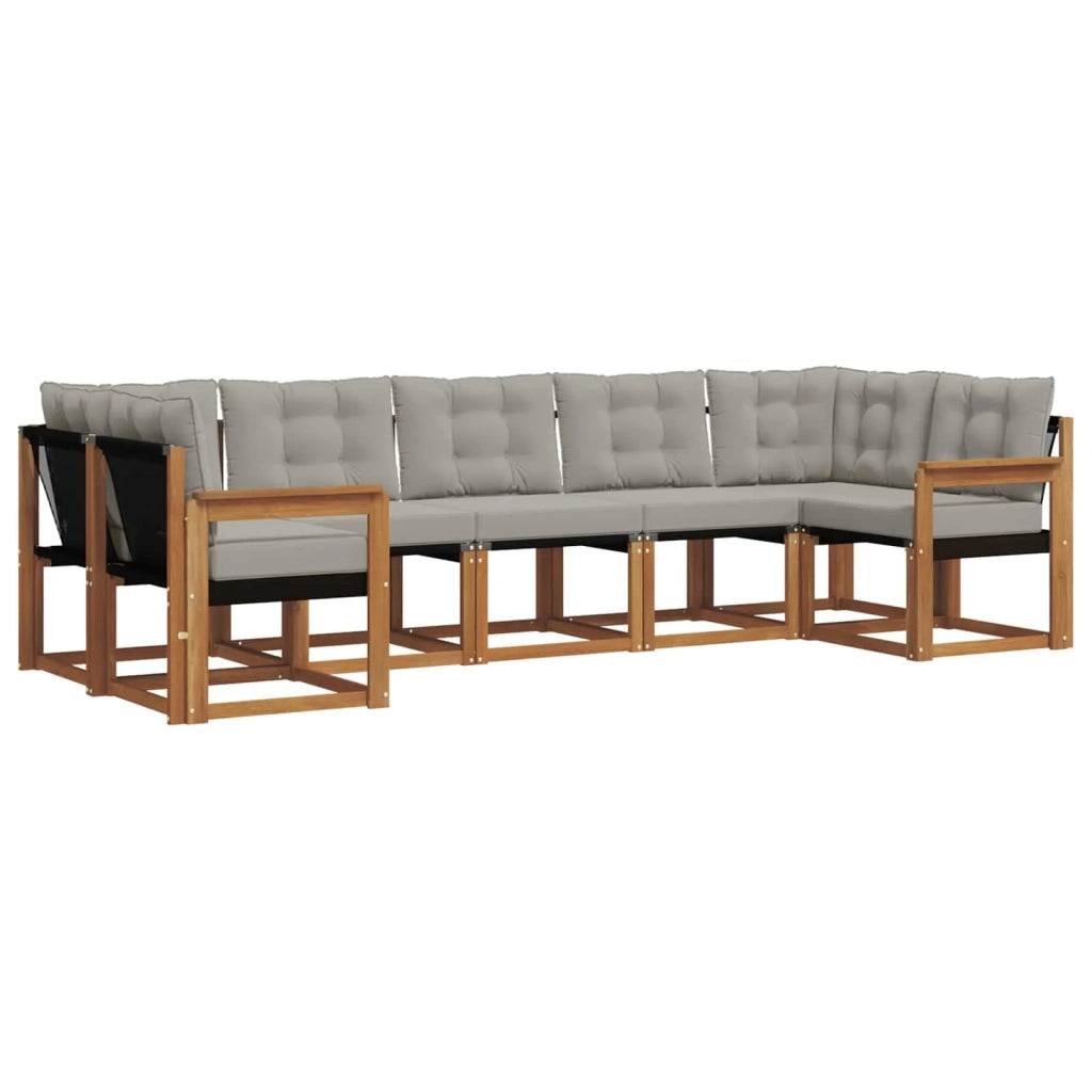 Set di divani da esterno 7 pcs Grigio Naturale e Chiaro