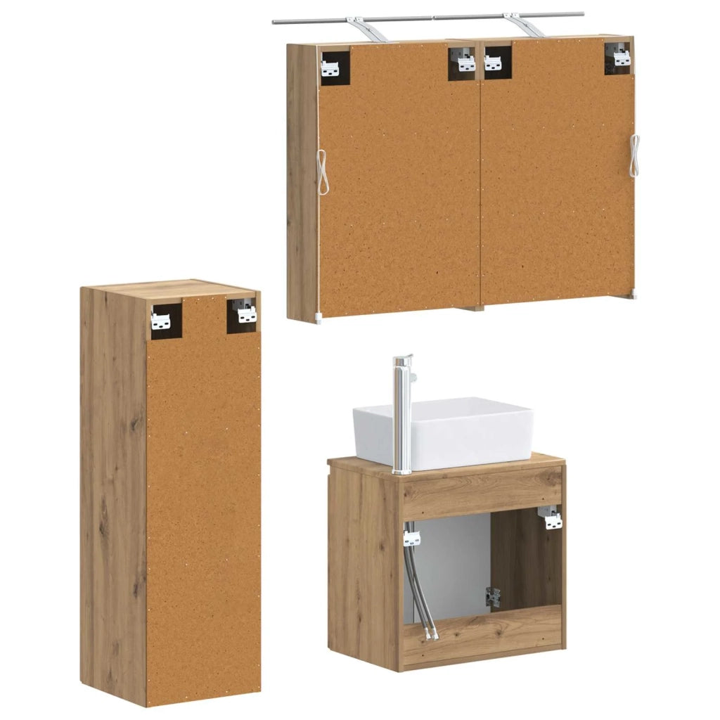 Set di mobili per il bagno 4 pz Rovere Artigianale 3407438