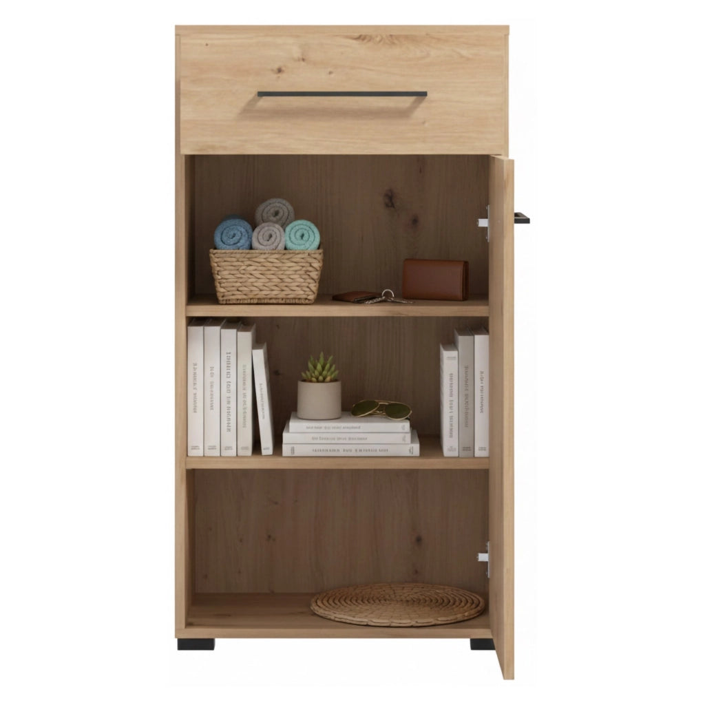 Pincara, Mobile da Ingresso un Cassetto, 54.5x40x101.5h cm Marrone Rovere Nodi