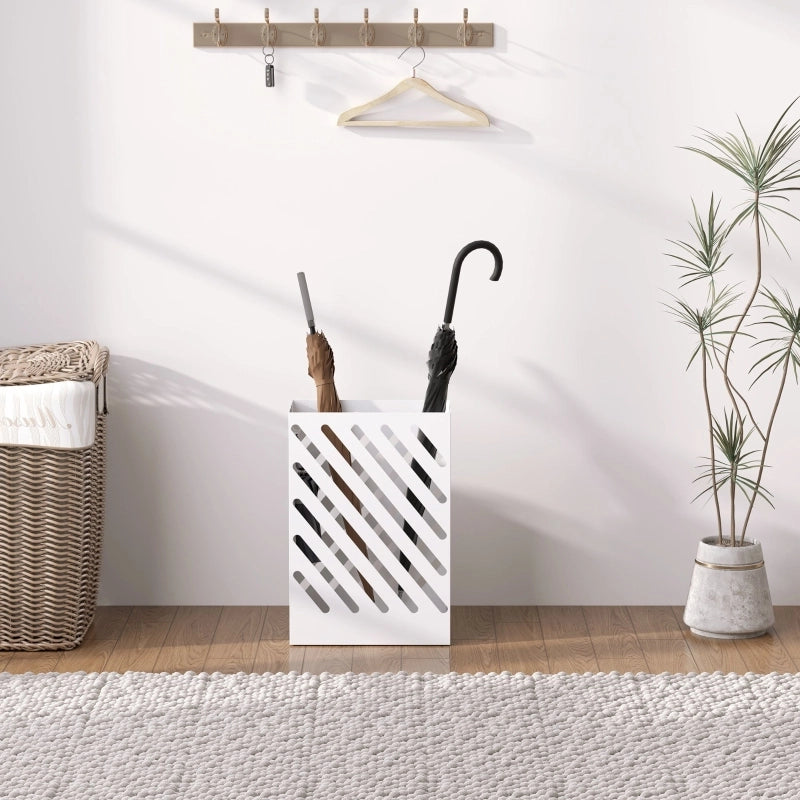 PORTAOMBRELLI con 4 ganci e vaschetta raccogli-gocce 28 x 14 x 41 cm bianco