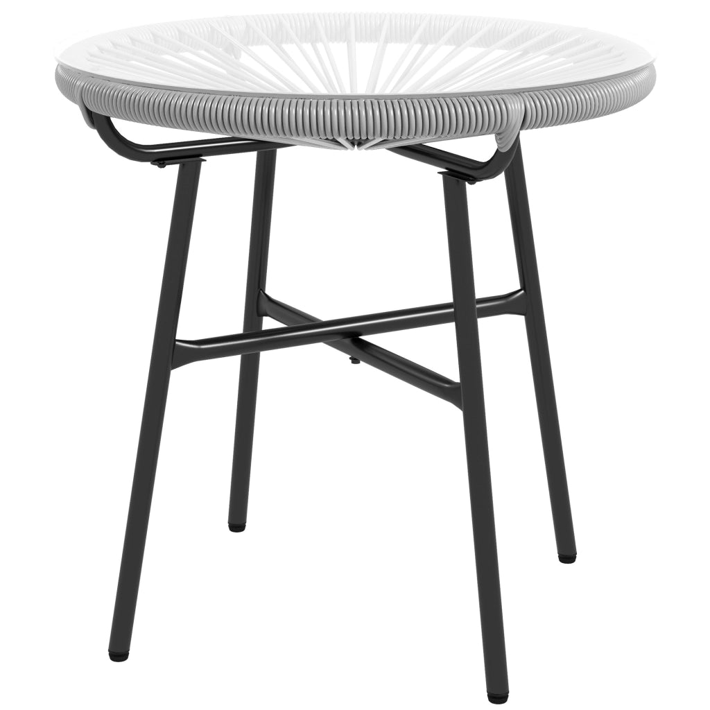 Tavolino da Caff¨¨ Rotondo in Rattan e Vetro ¨C MINIMAL ¨C Nero/Grigio, 50x50x50 cm