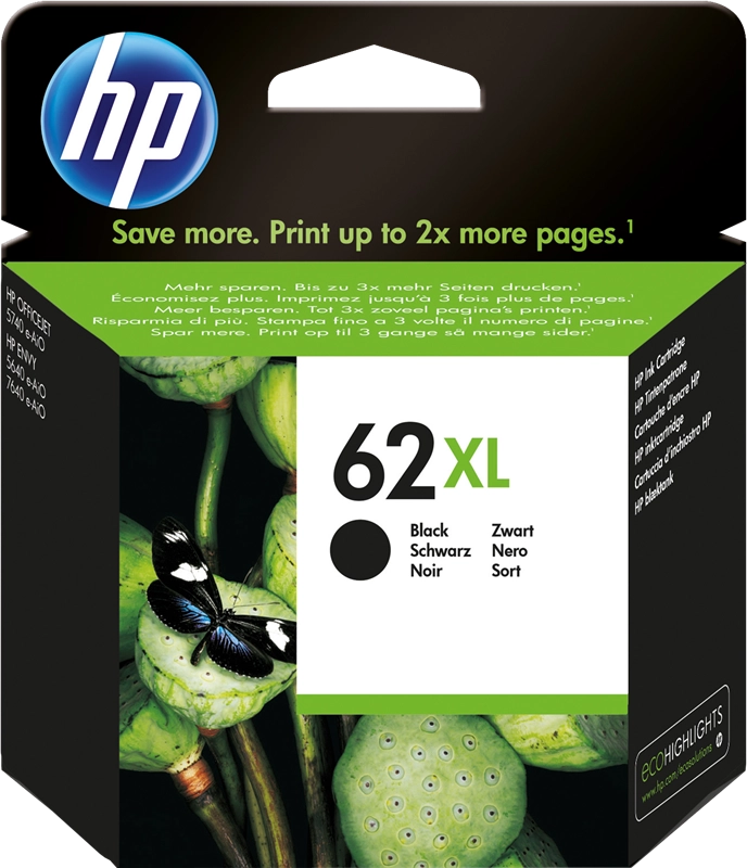 HP Cartuccia originale inchiostro nero ad alta capacità 62XL