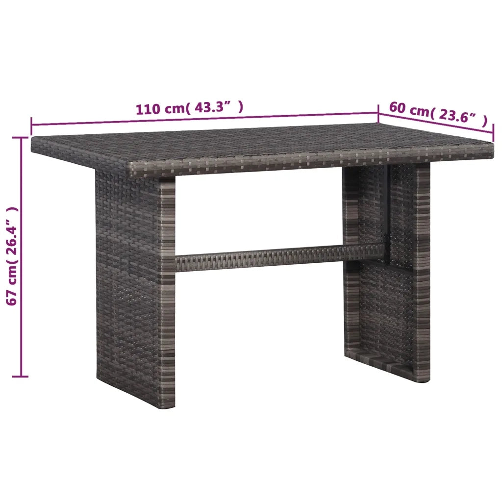 Set da Bistrot 3 pz | Set Salotto da Giardino con Cuscini in Polyrattan Grigio