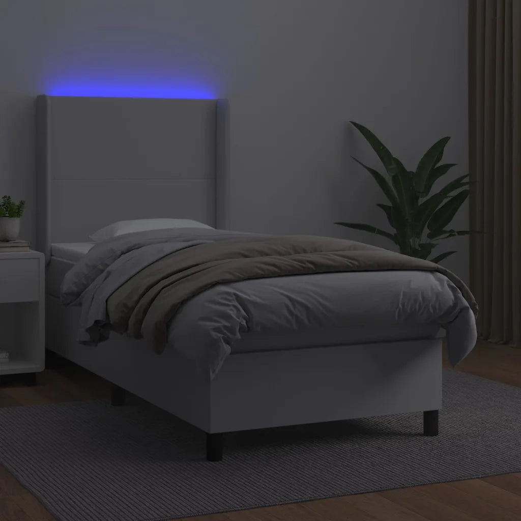 Giroletto Molle con Materasso e LED Bianco 90x200 cm Similpelle 3139242