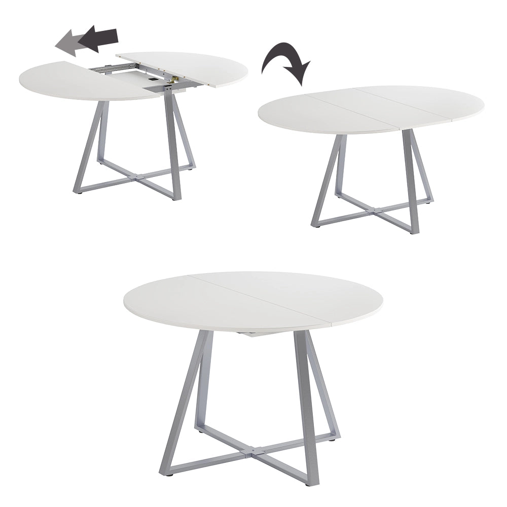 Vicco tavolo da pranzo allungabile Bianco/Grigio 120 x 120 cm estensibile