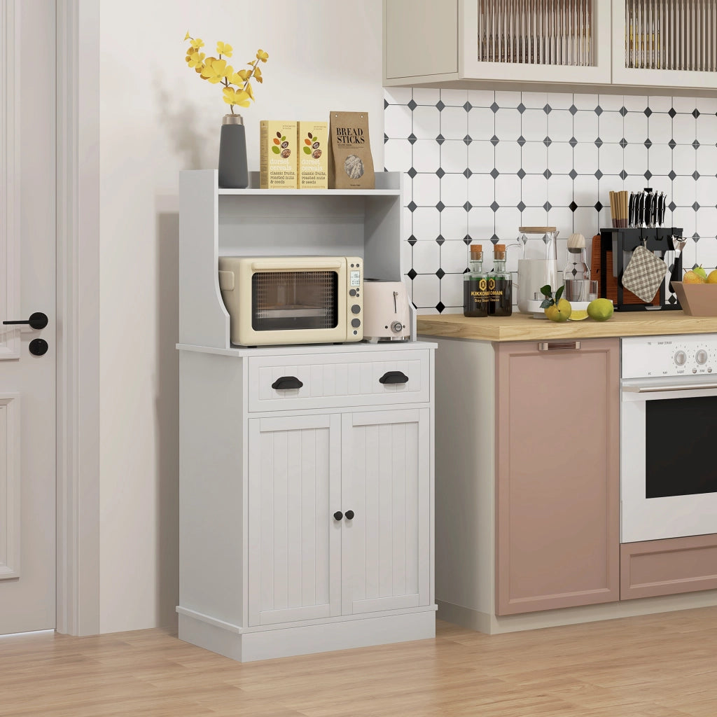 Mobile per cucina con microonde armadio 1 cassetto 2 ante ¨C zephmum ¨C bianco 61x35x125 cm