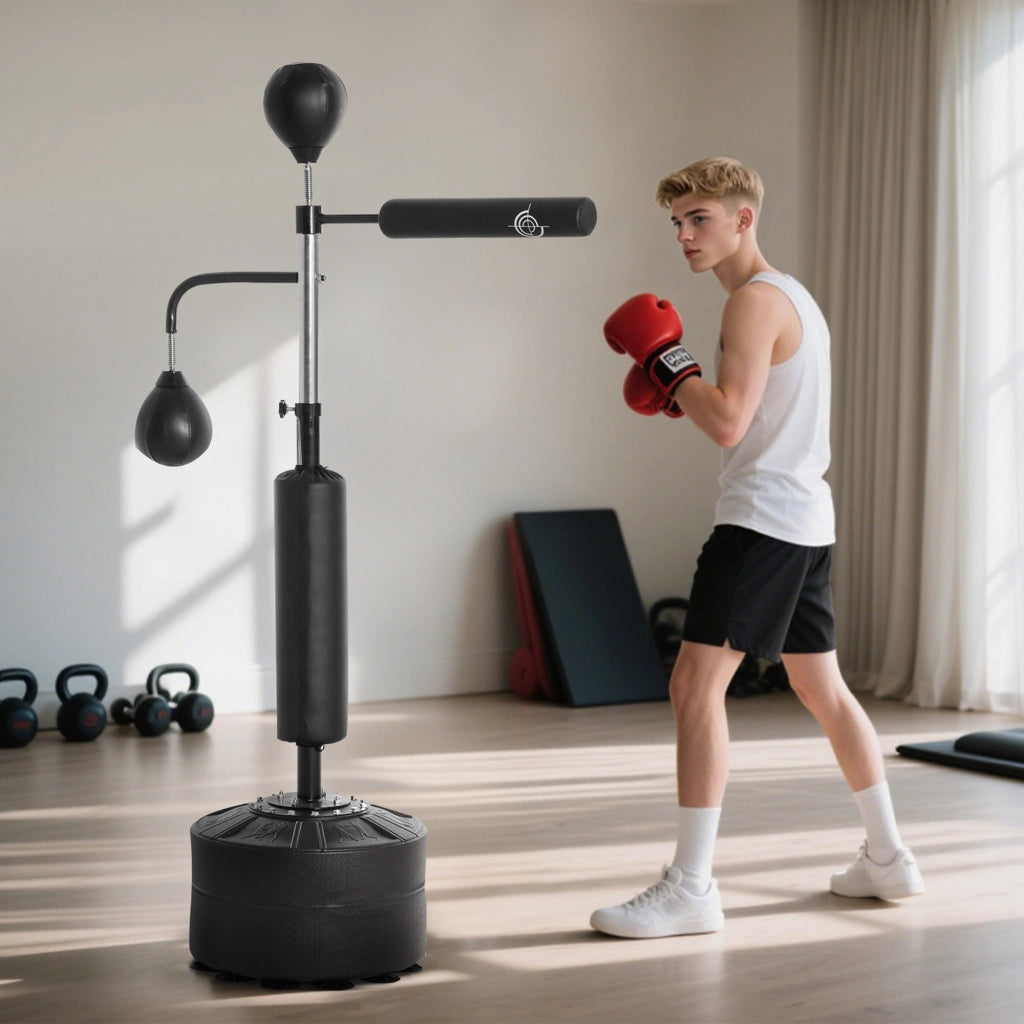 Sacco Boxe da Terra 4 in 1 ¨C zephmum ¨C Nero, Altezza Regolabile 160-230cm