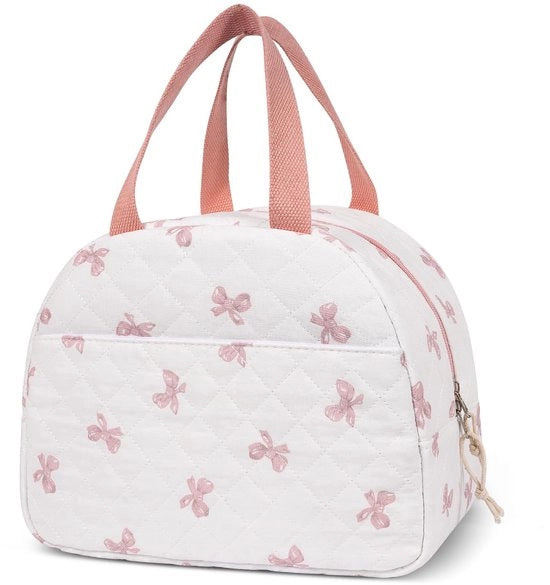 Lunchbox per donne, sacchetto da picnic con decorazione, borsa da pranzo isolata e riutilizzabile, grande borsa con compartimenti per lavoro e picnic