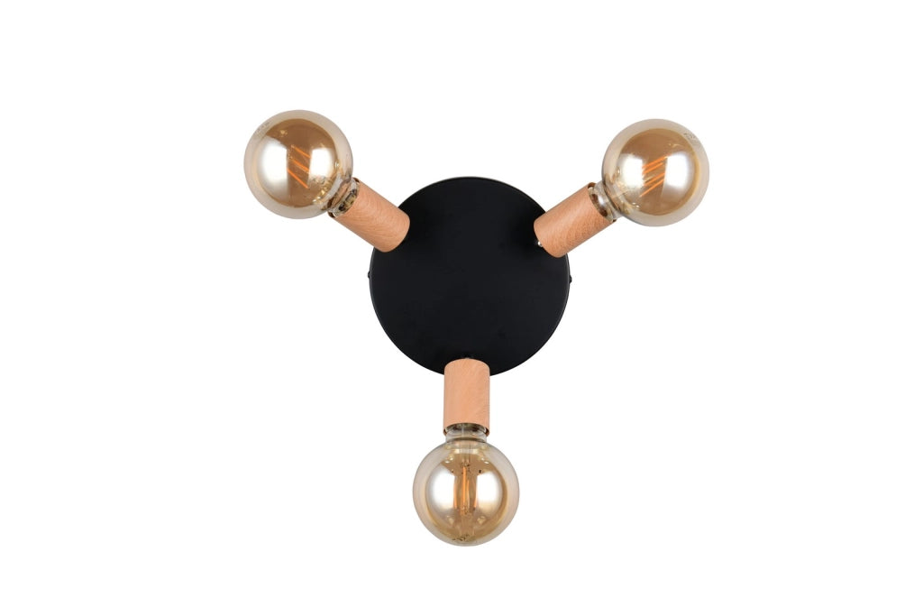 Faretto da soffitto LAMEGO 3xE27 nero legno RL