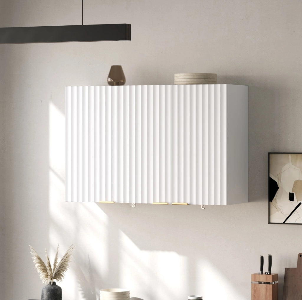 Armadietto pensile a 3 ante in MDF bianco 90 x 29 x 60 cm