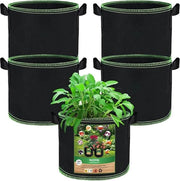 Pannelli di crescita con tessuto respirante - Set di 5 contenitori 11L/3 galloni con maniglie - Per piante patate pomodori verdure carote fragole - Nero