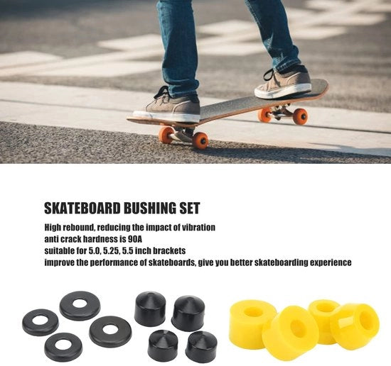 Accessori per skateboard - Vervangingsbushings - Schokabsorber - Materiale PU - Set di 12 accessori - Diametro 24mm