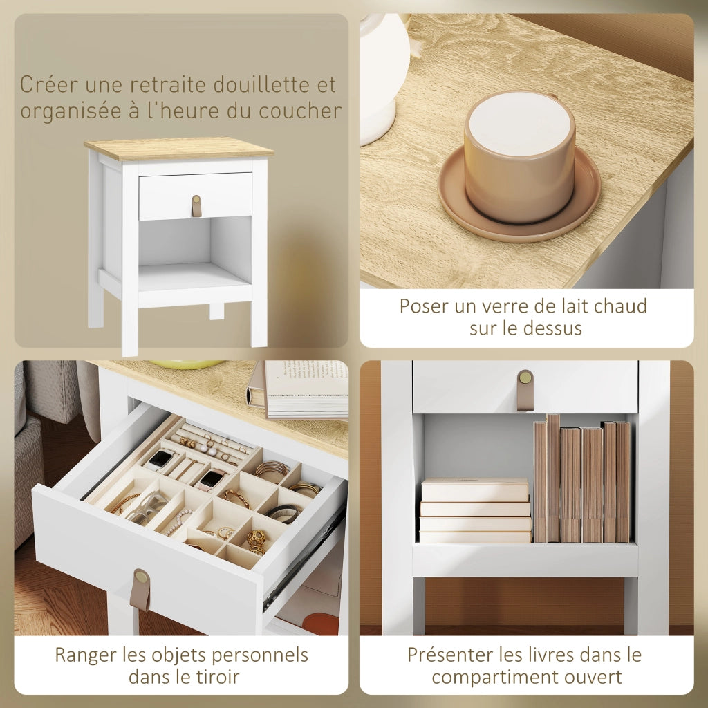 Comodino con cassetto e vano aperto ¨C zephmum ¨C bianco 45x40x55 cm