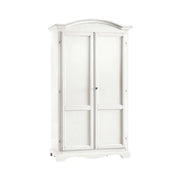 Armadio appendiabiti con 2 ante e con bastone arte povera in legno massello e mdf con rifinitura in bianco 107x55x197 H