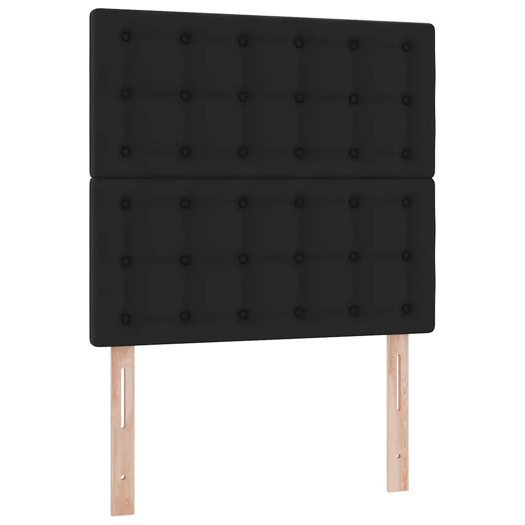 Struttura Letto Pouf con Materasso Nero 100x200 cm Similpelle 3313835
