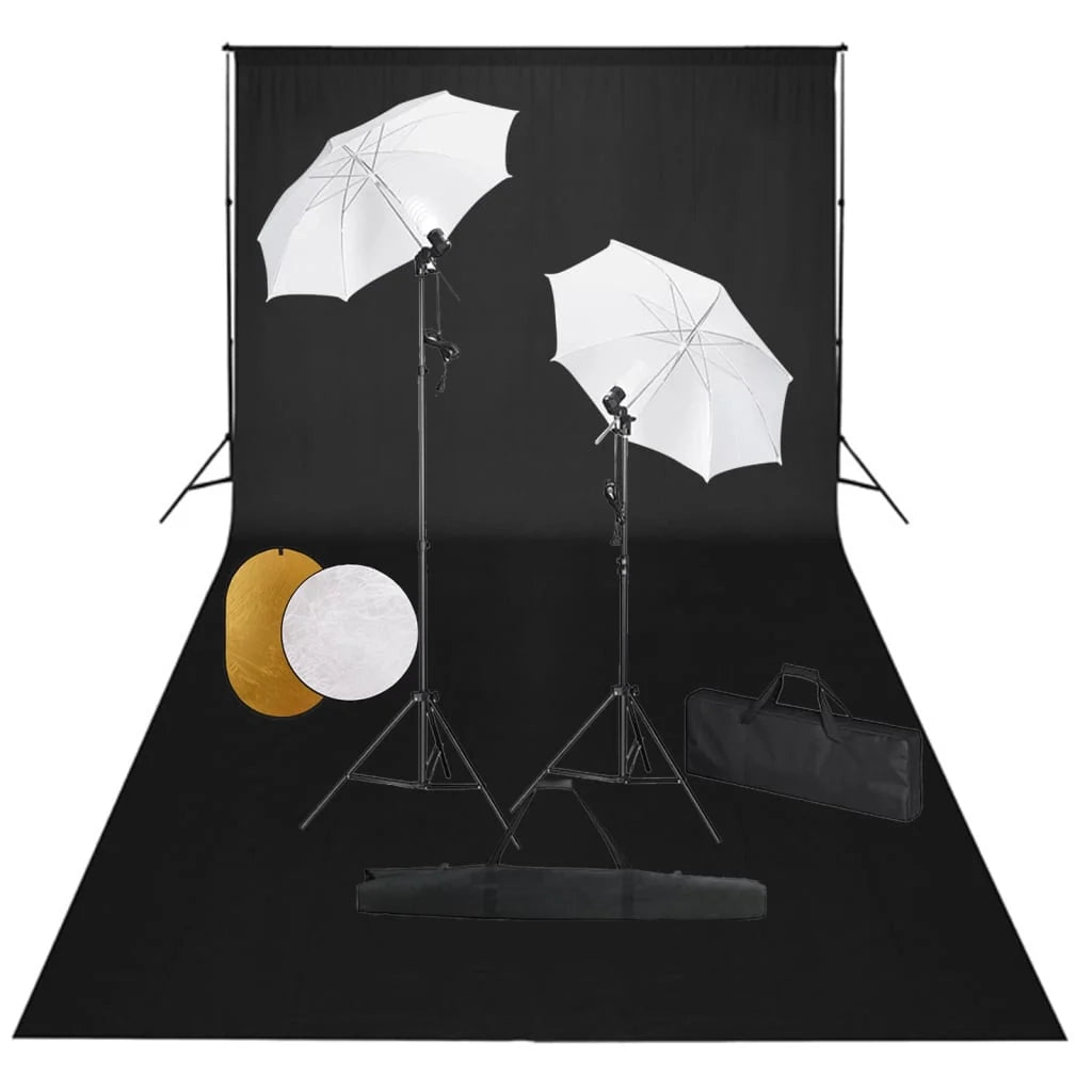 Kit professionale per studio fotografico con luci fondale e riflettore nero 02_0001460