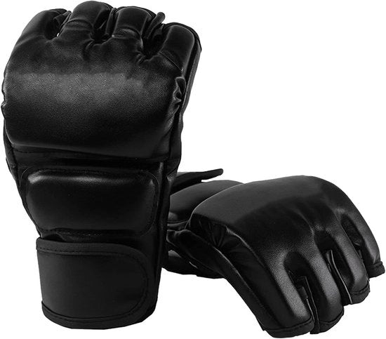 Guantoni di Boxe MMA con Mezza Mano - Cintura Adattabile - Assorbimento dell'Impatto - Per Sacco da Pugilato e Muay Thai
