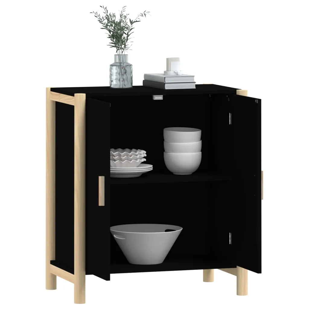 Credenza Nera 62x38x70 cm in Legno Multistrato cod mxl 27736