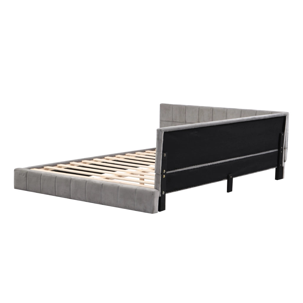 Letto poltrona multifunzione in velluto grigio 140x200 cm