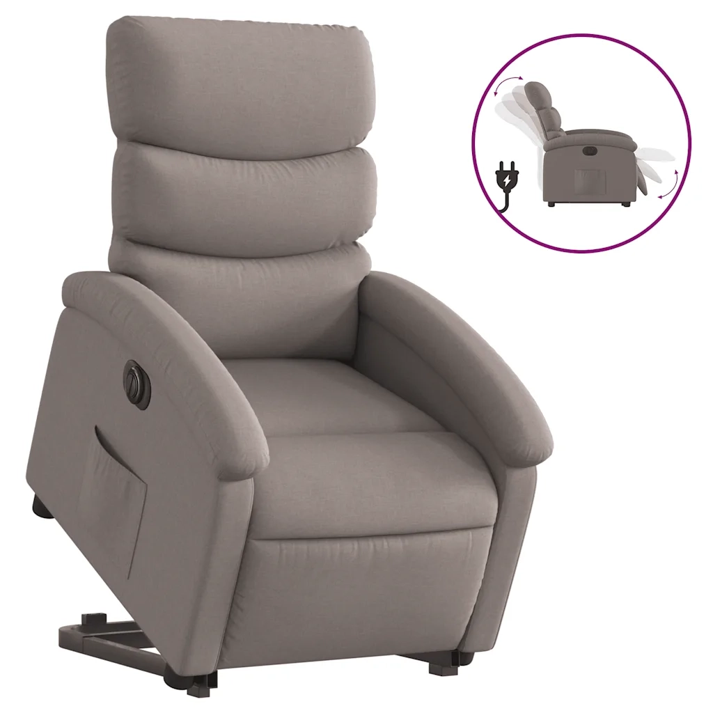 Poltrona | Sedia Relax Alzapersona Reclinabile Elettrica Tortora in Tessuto