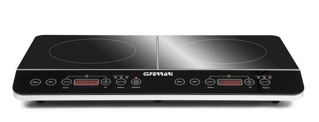 G3 ferrari g10047 piastra ad induzione doppia "hi-tech chef", 3500w, display digitale, comandi soft-touch, vetro temperato, grandi area di cottura, 60.3 x 36.3 x 6,5 cm