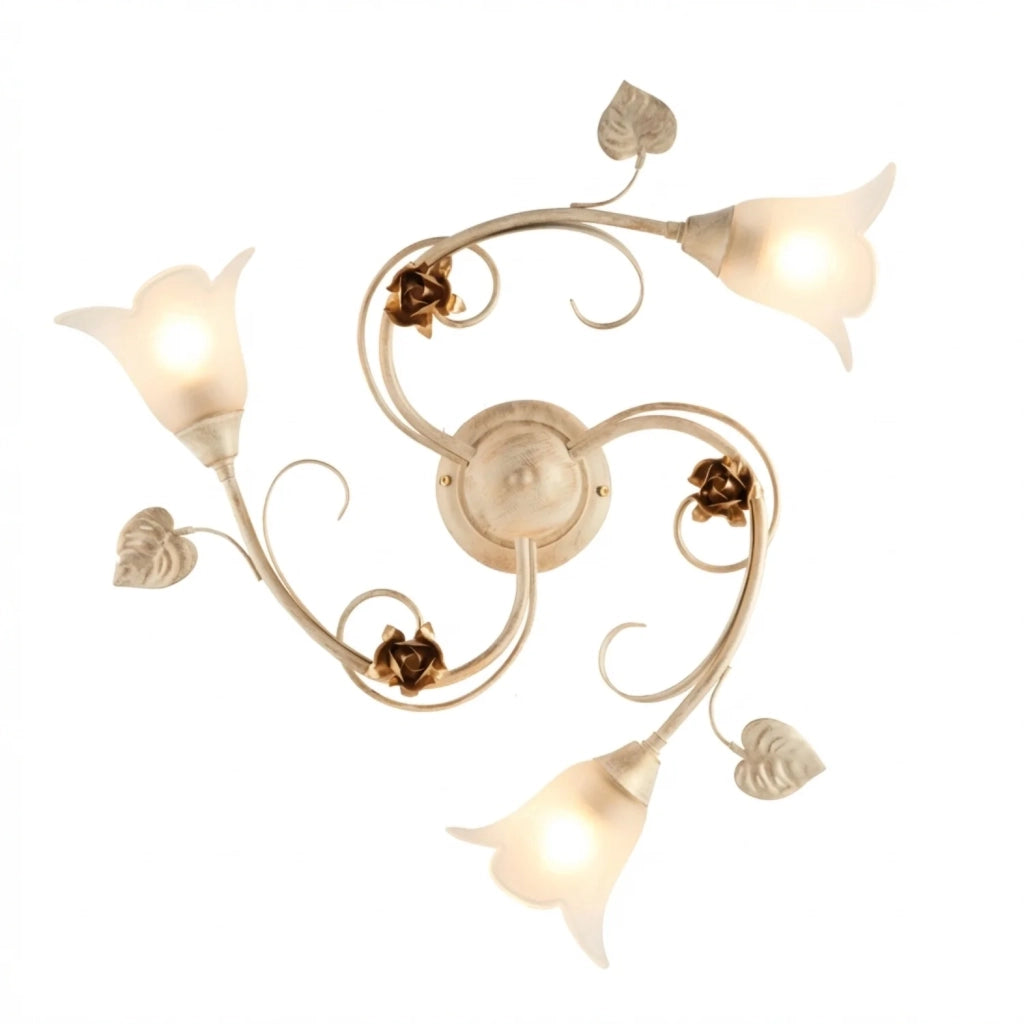 Plafoniera Arte Povera Cestino 3 Luci Avorio e Bianco LuceArt Classic