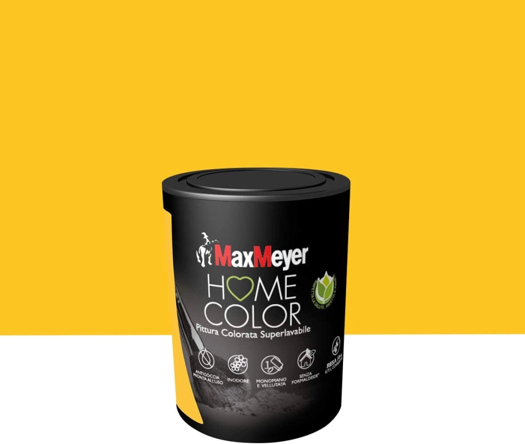 Idropittura Colorata Superlavabile per Interni HomeColor, Colore Soleado, 0.75L