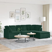 Divano Modulare con Poggiapiedi e Cuscini Velluto Verde Scuro 3321311