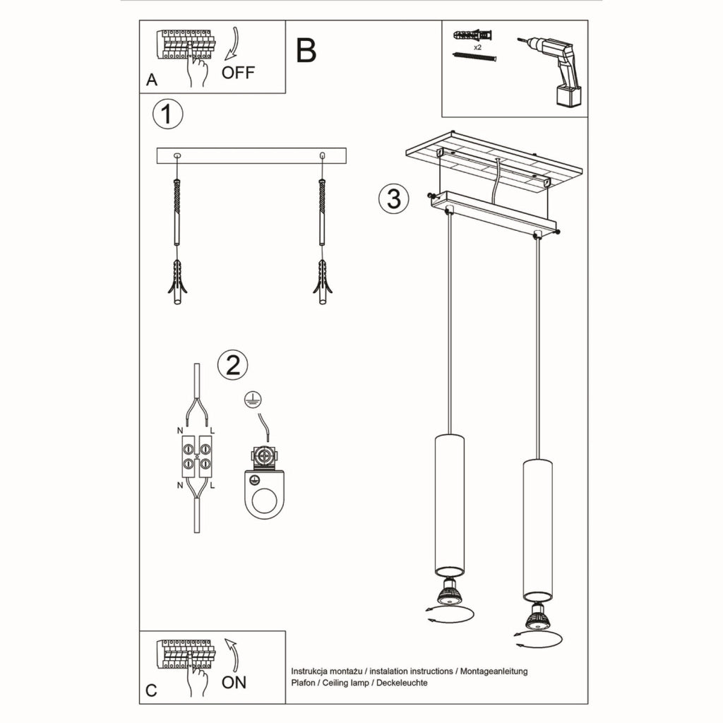 Lampada a sospensione CASANO 2 Pure Lume legno nero