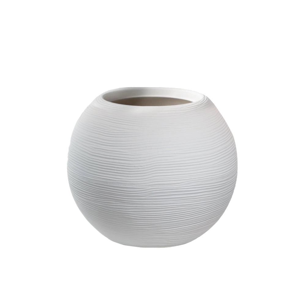 Vaso da Esterno Interno Design a Sfera Ø40x33 cm Botticelli in Resina Bianco