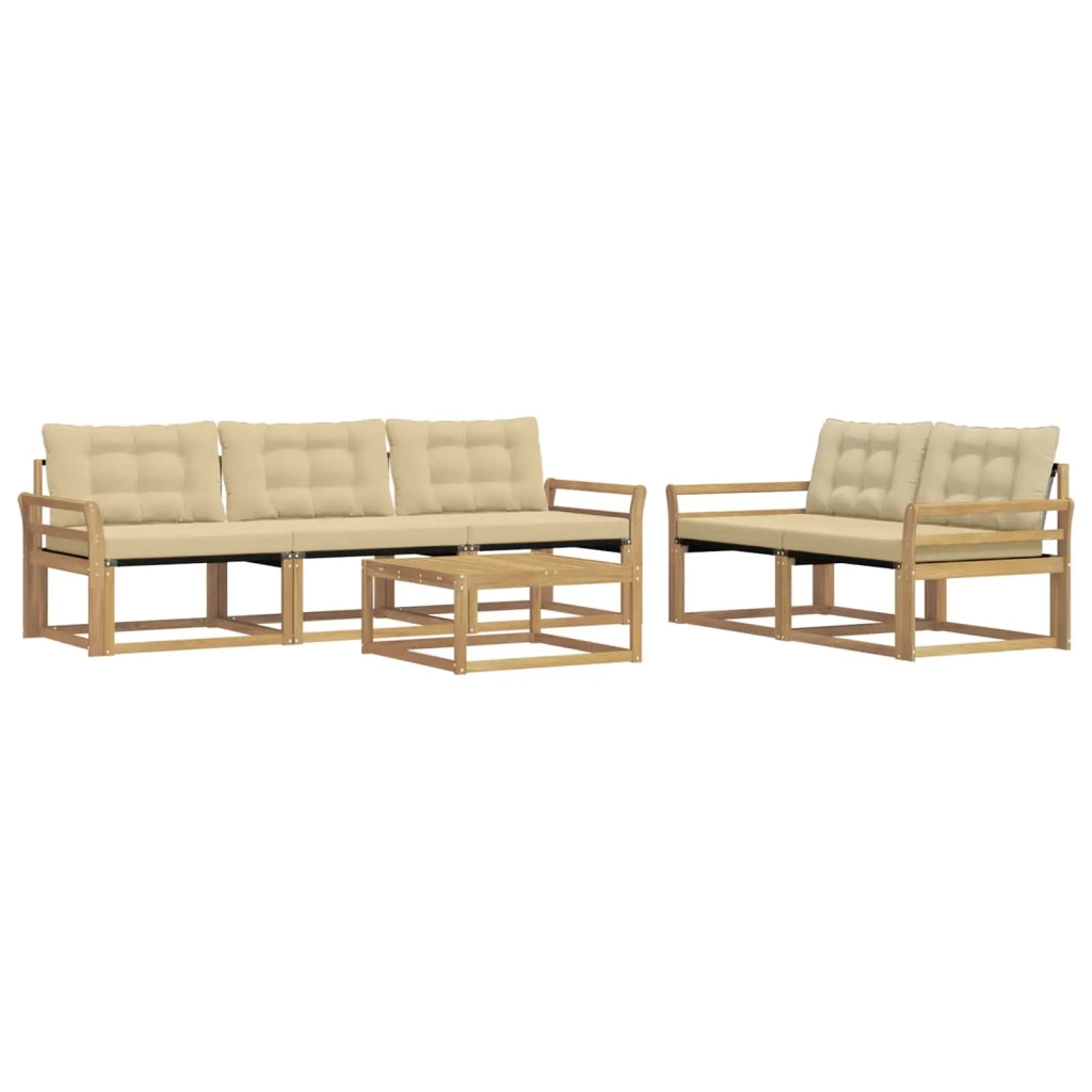 Set di divani da esterno 6 pz Bianco e Beige 3388423
