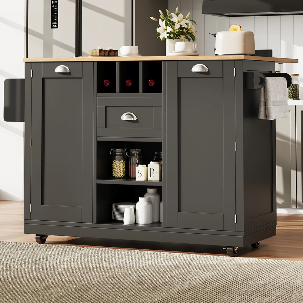 Isola cucina - Xylo - con piano tavolo porta-tovaglioli nero