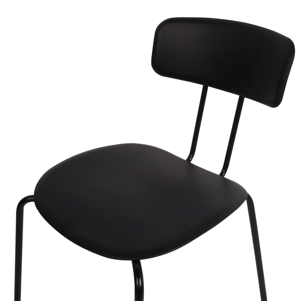 Set di 2 sedie da pranzo Seduta in plastica nera Design senza braccioli Gambe moderne in metallo