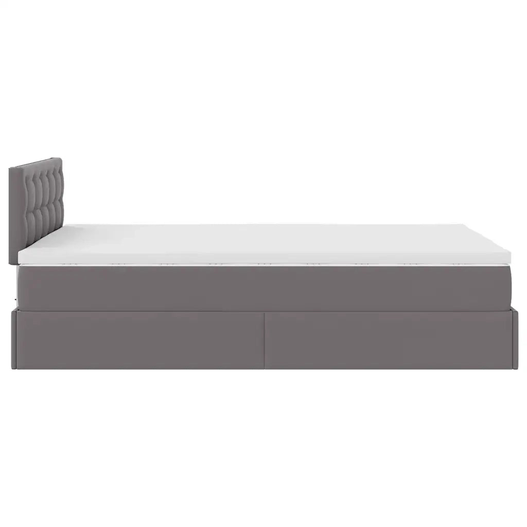 Struttura Letto Pouf con Materasso Grigio 120x190 cm Similpelle 3311296