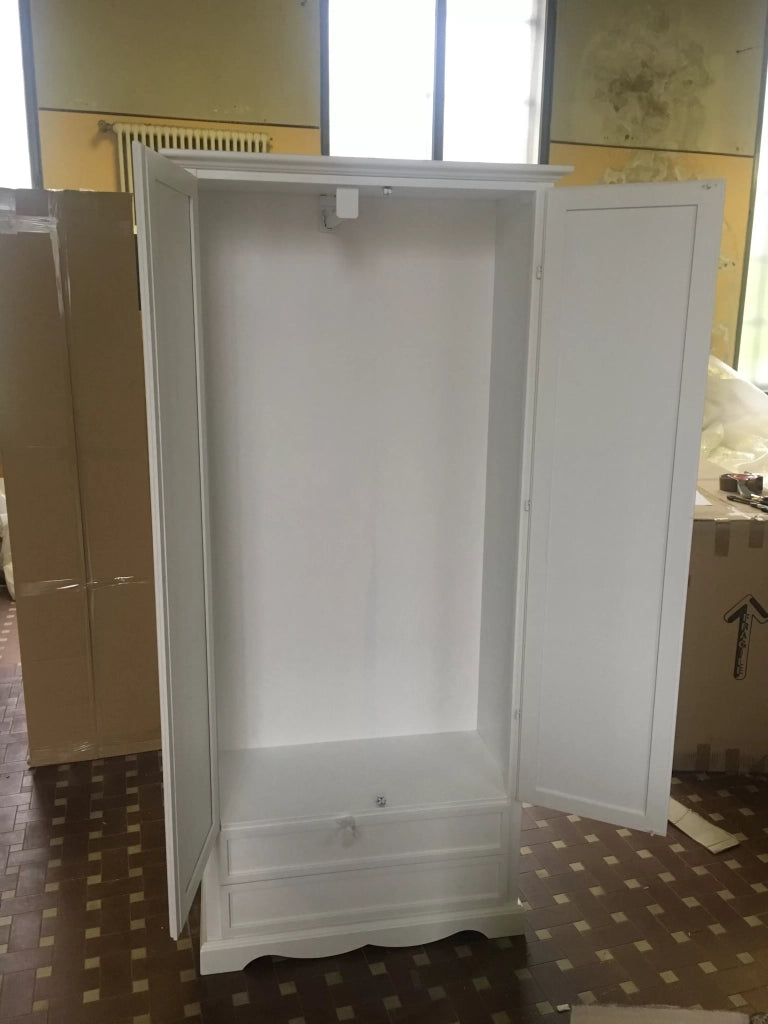 Armadio arte povera 2 ante legno bianco shabby 87x40x192 (1517) - Mobili 2G