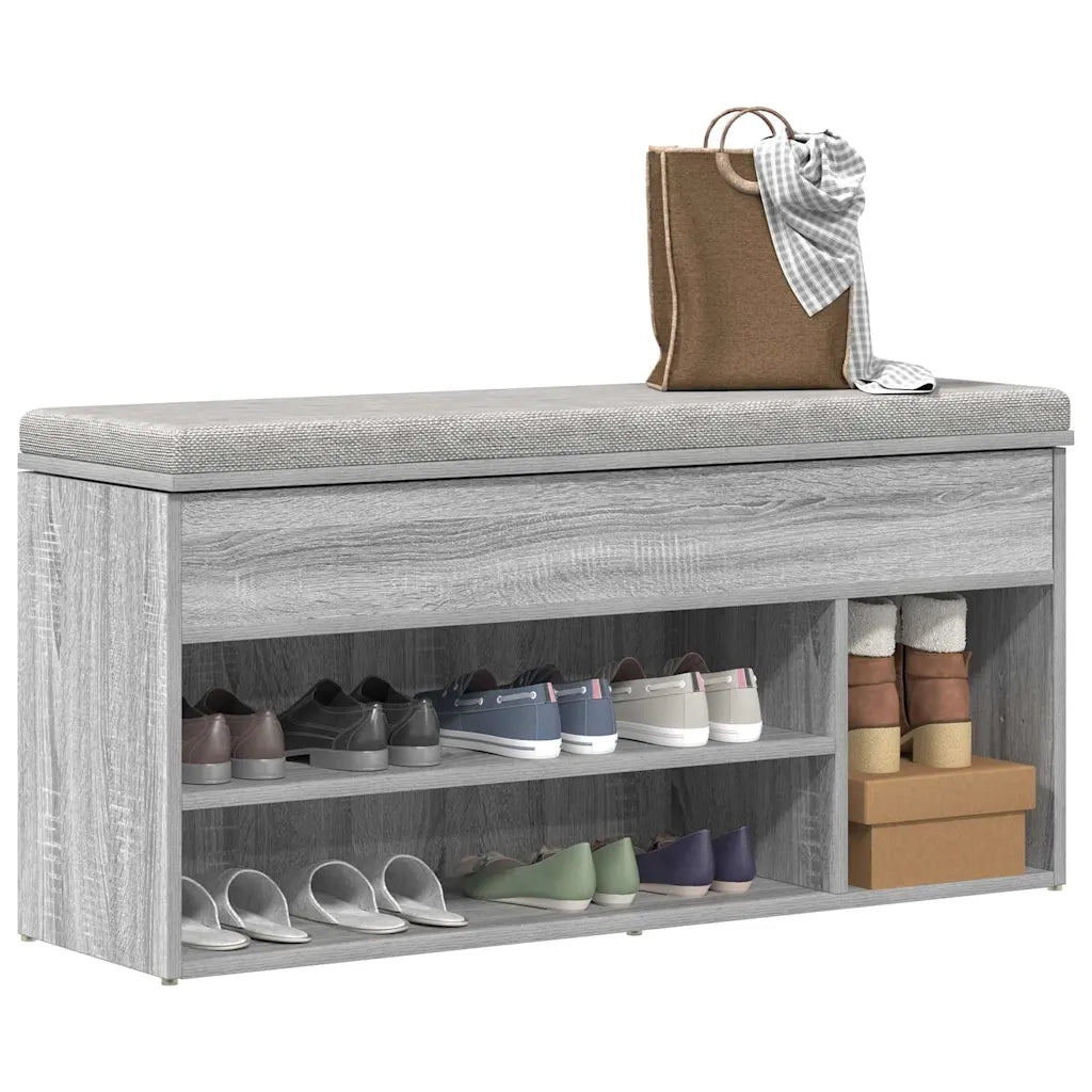 Scarpiera-Scaffale per scarpe Grigio Sonoma 102x30,5x45 cm in Legno Multistrato
