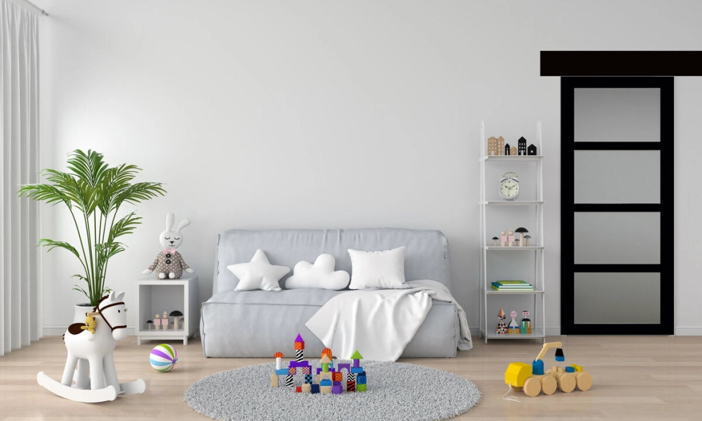 Porta scorrevole Telia nera larghezza 73 con binario in alluminio nero