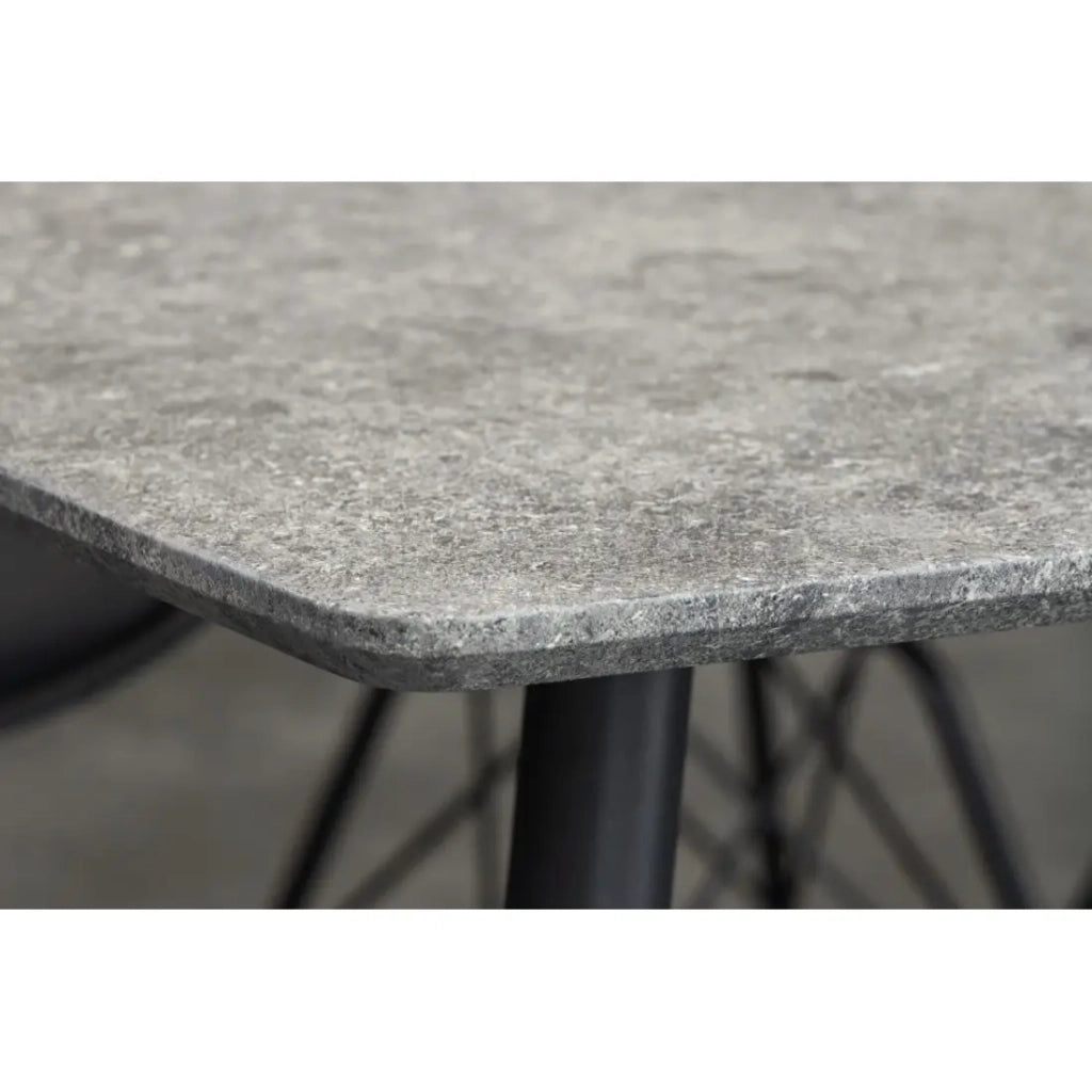 Tavolo da pranzo CALDERO 120 cm – Tavolo contemporaneo in aspetto pietra e metallo