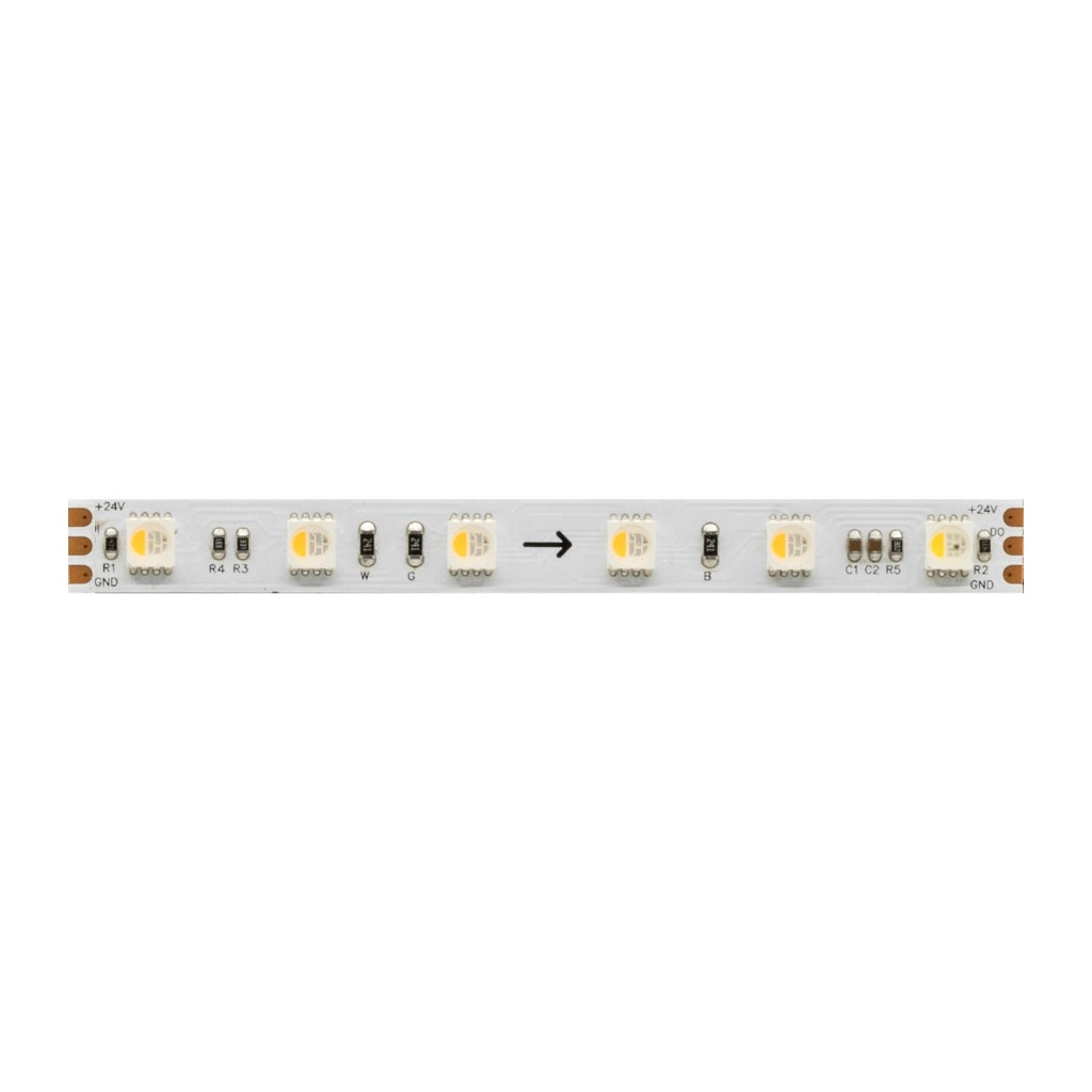 Fine SPI-3 Striscia LED RGB+3000K 5m 11W/m 24V IP20 Tecnologia SPI Controllo Pixel per Pixel Densità 60 LED/m Alta Qualità Illuminazione Professionale