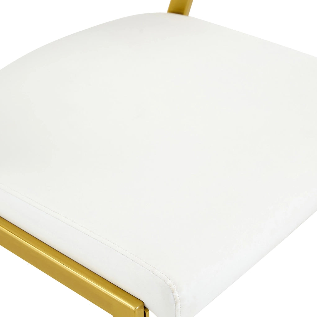 Sedia da pranzo 74x53.5x51 cm con schienale ergonomico in PU bianco