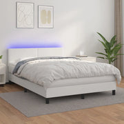 Giroletto Molle con Materasso e LED Bianco 140x190cm Similpellecod mxl 122801