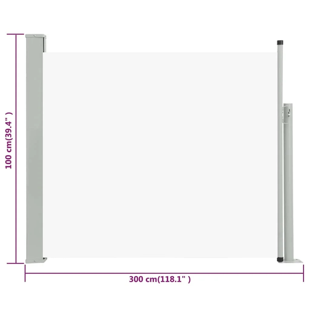 Tenda da sole laterale retrattile/schermo privacy per patio giardino terrazza balcone 100 x 300 cm crema 02_0007182