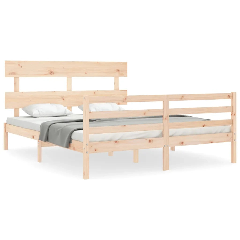 Giroletto con Testiera-Struttura Letto con testiera King Size in Legno Massello 825322
