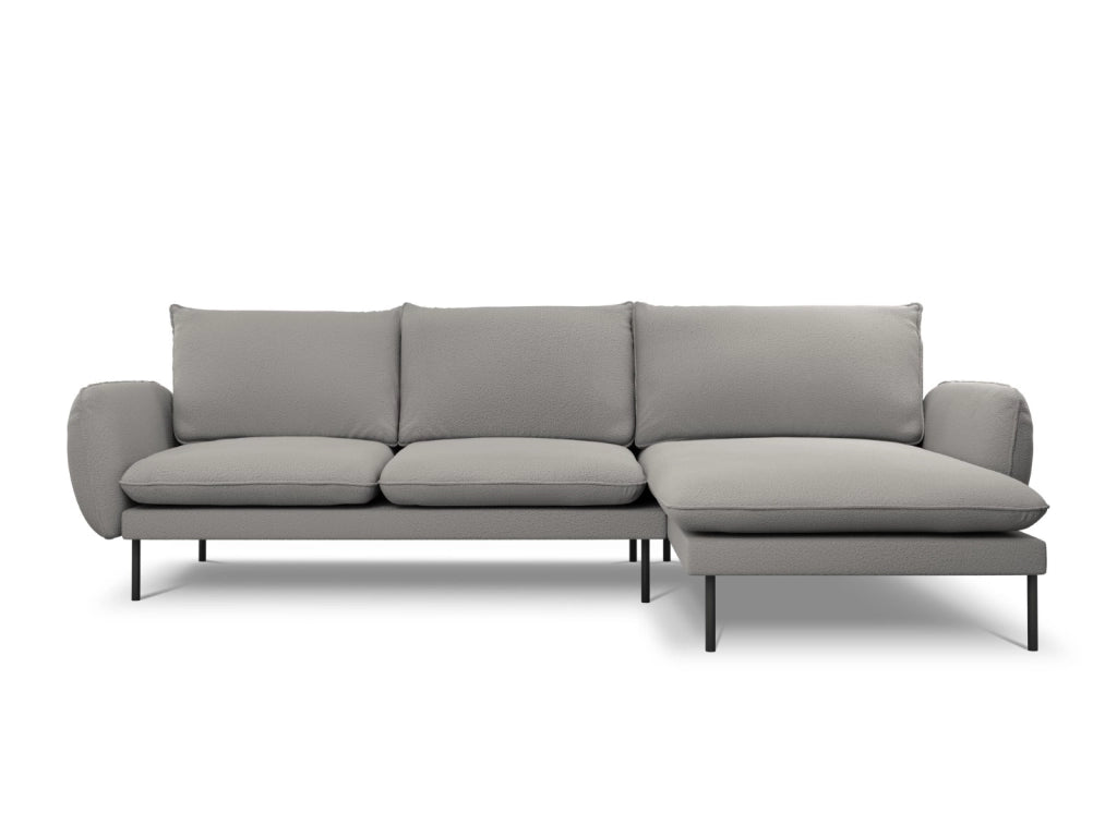Cosmopolitan Design - Divano angolare destro "Vienna" 5 posti in bouclé grigio 